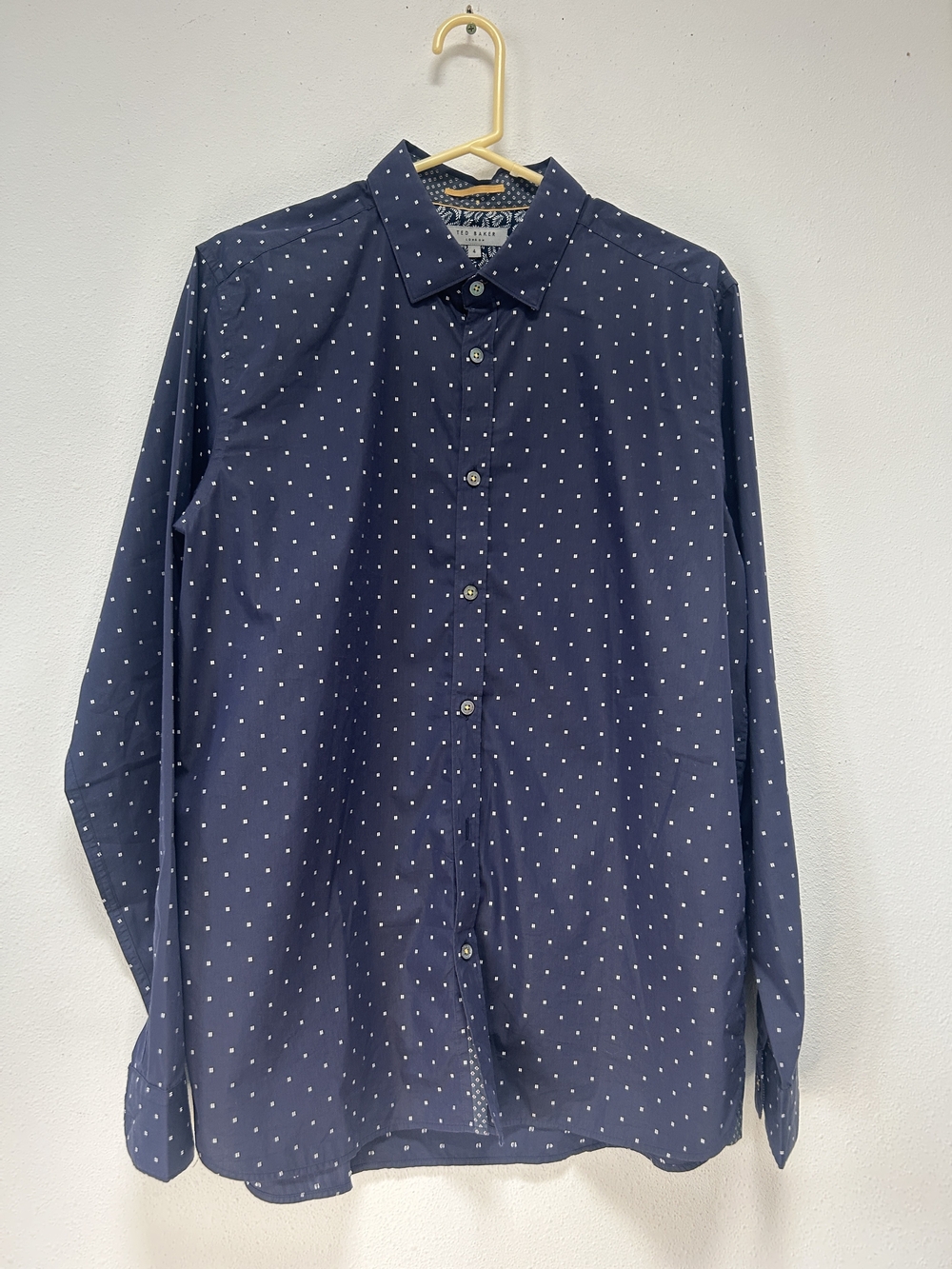 Ted Baker Navy Button-Down Shirt with White Polka Dots